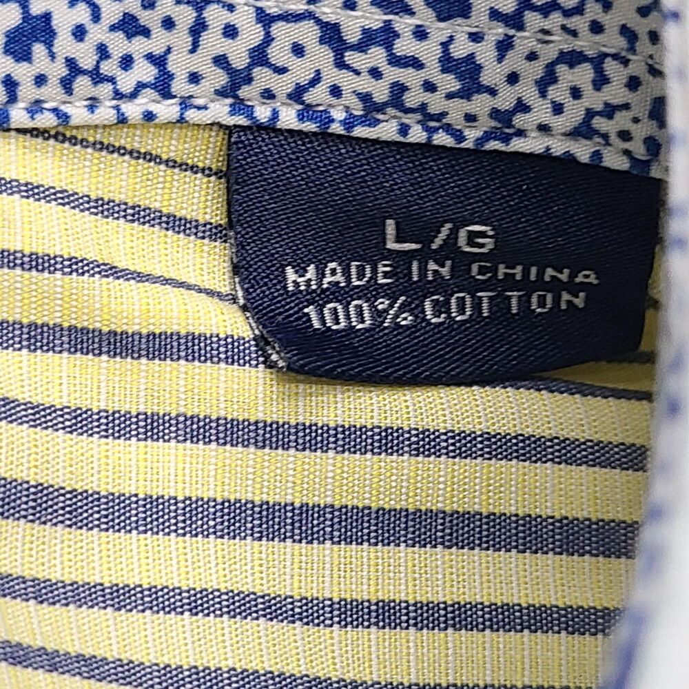 Tommy Bahama Shirt Mens Large Blue‎ Yellow Striped Button Up 100% Cotton Casual - Picture 6 of 9
